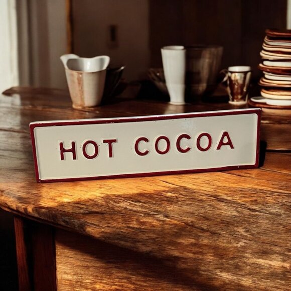 Magnolia Hearth & Hand Metal "Hot Cocoa" sign 11" x 3" Easel - Coffee Station - Picture 1 of 8